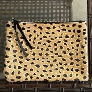 Oliveve Hair Calf Leopard Print Clutch